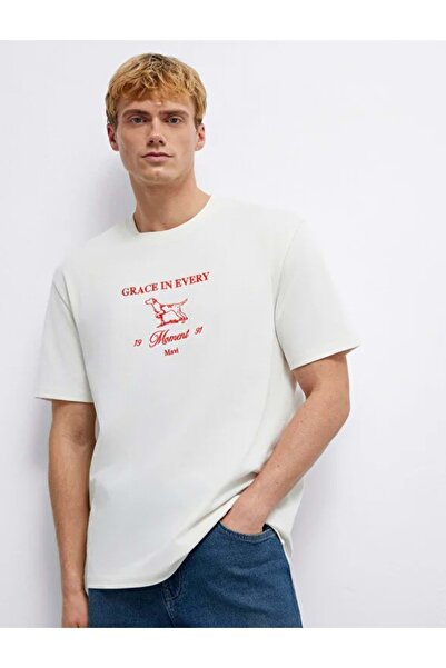 Mavi M0613159 Tricou cu broderie Grace In Every pentru bărbați, ROȘU