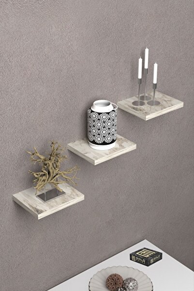 Kanonik Education Wall Shelf Decorative 3 Pieces Flower Pot Square Ephesus