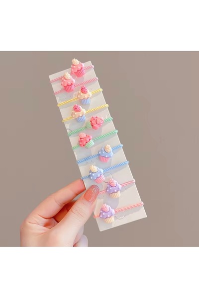 Toka Sepetim Cupcakeli Küçük Boy Lastik Toka Seti 5 Çift