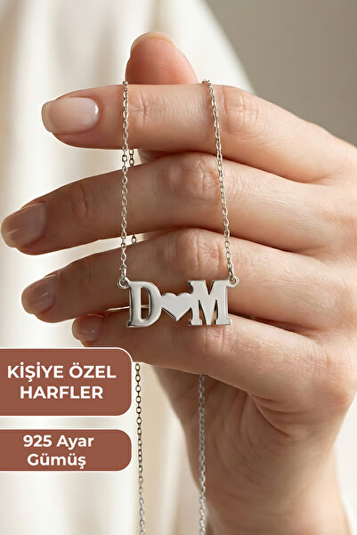 ZOLESSA Kadın 2 Harfli Kalpli Çift Kolyesi Sevgiliye Zarif Minimal 925 Ayar G...