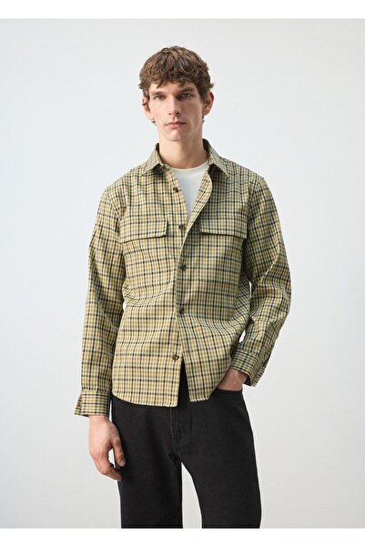 MANGO Man Düğmeli kareli desenli ceket