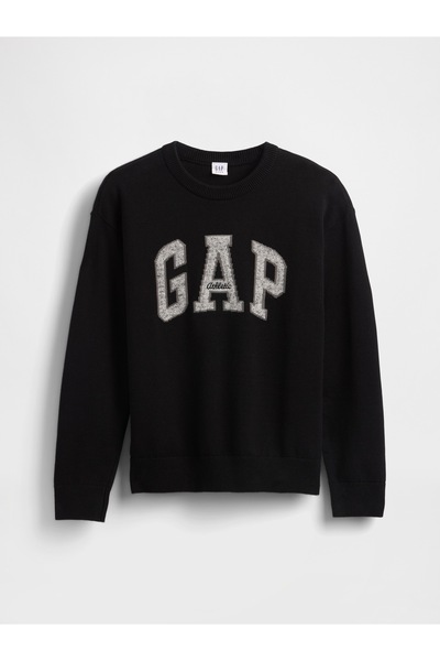 GAP Erkek Çocuk Siyah Logo Intarsia Kazak