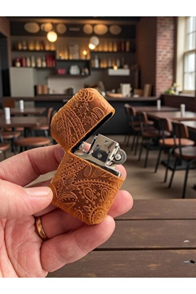TeriArte Hakiki Desenli Deri Kılıflı Çakmak