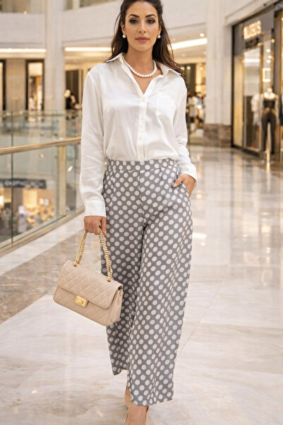 Borncelebs Polka Dots Pant and White Shirt Matching Set