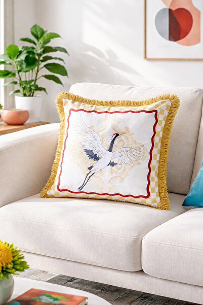 RİTMOHOME Anka Kuşu Desenli Püsküllü Vintage, Country, Iskandinav, Bohem 50x5...