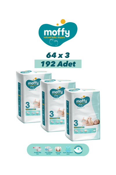 Moffy Jumbo Midi No 3 Bebek Bezi (64x 3) 192 Adet