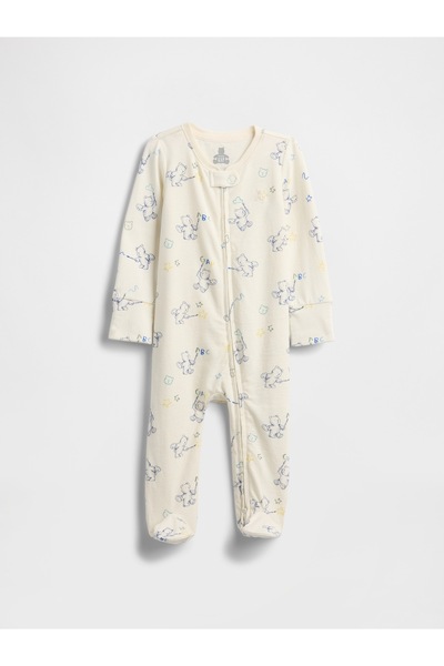 GAP Bebek Krem First Favorites Organik Pamuklu Ayaklı Bodysuit