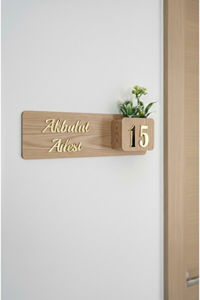 Amorf Design Çiçeklikli Kapı Numarası Ev Hediyesi Otel Site Ev Kapı Süsü