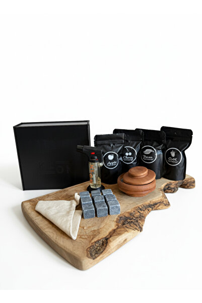 KLON PREMİUM HEDİYELİK VİSKİ TÜTSÜLEME SETİ, 1 SMOKER, 9 ADET MERMER KÜPLER, ...