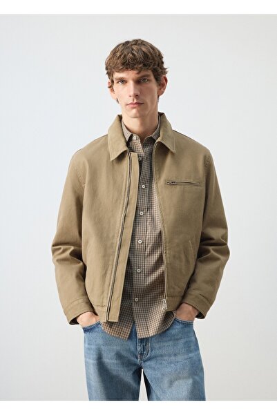 MANGO Man Fitilli kadife yakalı denim ceket