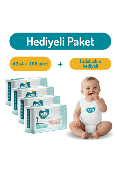 Moffy Twin Newborn No 1 Bebek Bezi (42 x 4) 168 Adet + 1 Adet Zıbın Hediyeli
