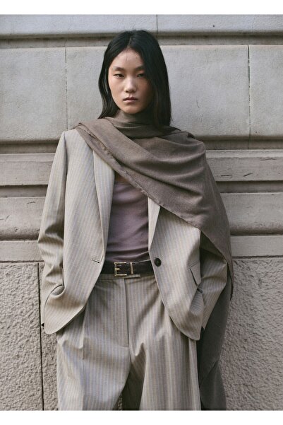 MANGO Woman Yün karışımlı kumaş blazer ceket