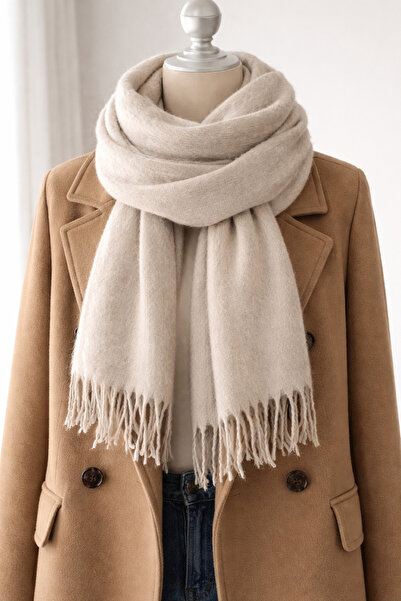 EFİLACCESSORİES PUFFY KREM ATKI ŞAL OMUZ ŞALI 45 x 190