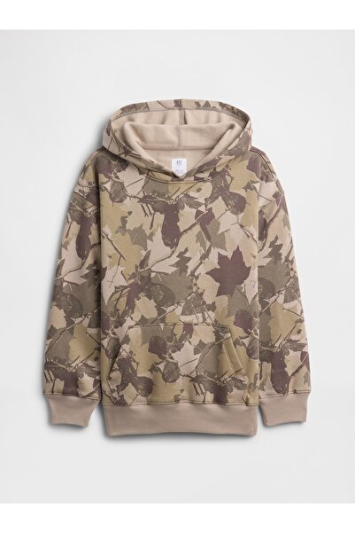 GAP Erkek Çocuk Açık Kahverengi Oversize VintageSoft Kapüşonlu Sweatshirt