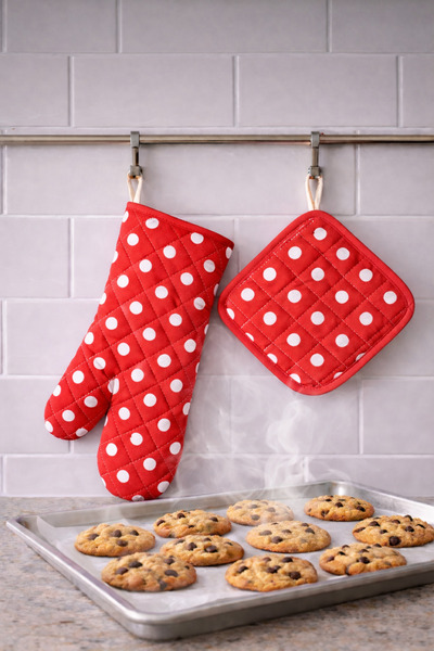 ÇIQRIK HOME Eldiven Tutacak Seti Isıya Dayanıklı Tencere Tepsi Ve Tava Için M...