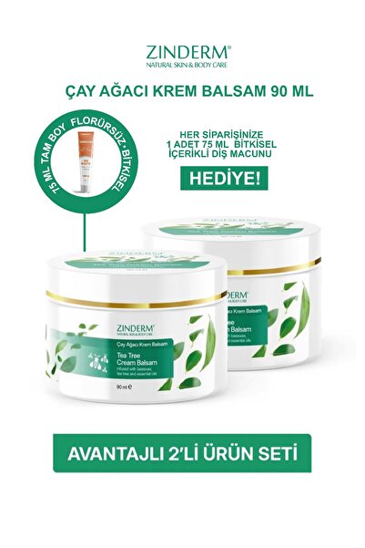 zinderm Çay Ağacı Yağı Kremi, Balsamı (2 Adet X 90 ml)