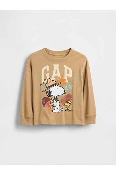 GAP Erkek Bebek Kahverengi Peanuts Thanksgiving Grafik T-Shirt