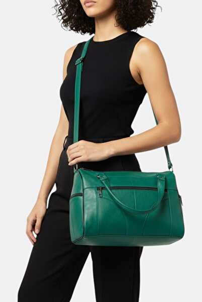 Lederax Geantă de mână și de umăr pentru femei cu cinci compartimente din pie...