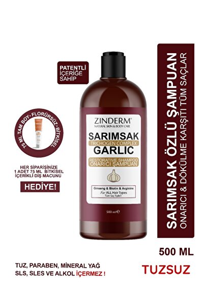 zinderm Trichogen Complex Güçlendirici TUZSUZ Sarımsaklı Şampuan | Dökülme Ka...