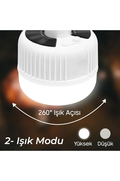nelerbulurum GÜNEŞ ENERJİLİ VE USB ŞARJLI SU GEÇİRMEZ 2 MODLU 90 WATT 24 LEDLİ IŞILDAK FENER KAMP LAMBASI