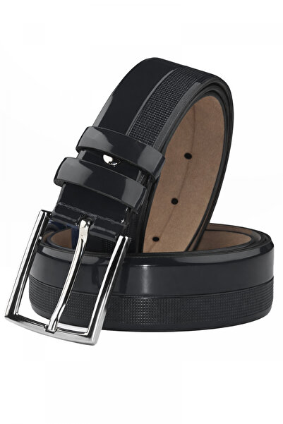 DeepSEA Curea pentru bărbați cu model cu puncte negre, din piele lăcuită, 3,5...