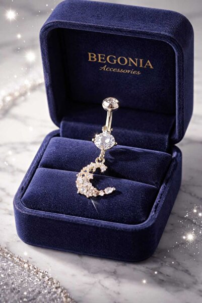 Begonia Accessories 316L Cerrahi Çelik Fashion Zirkon Taşlı Göbek Piercing
