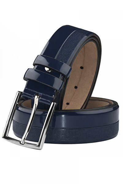 DeepSEA Curea pentru bărbați, albastru marin, cu model cu puncte, din piele l...