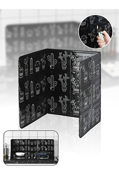 Leon Lifestyle حاجز عازل مقاوم لرذاذ الزيت أسود 15×10×10 سم