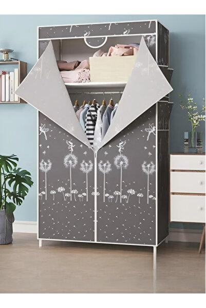 DOMEET Portable Clothes Closet with Side Pockets,Fabric Wardrobe for Hanging ...