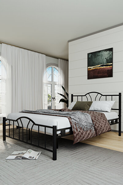 ARGİMO Bella Çift Kişilik Ferforje Tarz Metal Karyola Bella Karyola Siyah