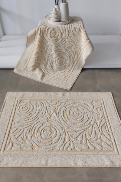 Sevim Set of 2 Foot Towels - Colored & Three-Dimensional Floor - 100% Cotton ...