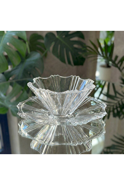 Elta Collection طقم تقديم زجاجي من لورينتا مكون من قطعتين - وعاء 24 سم وطبق 3...