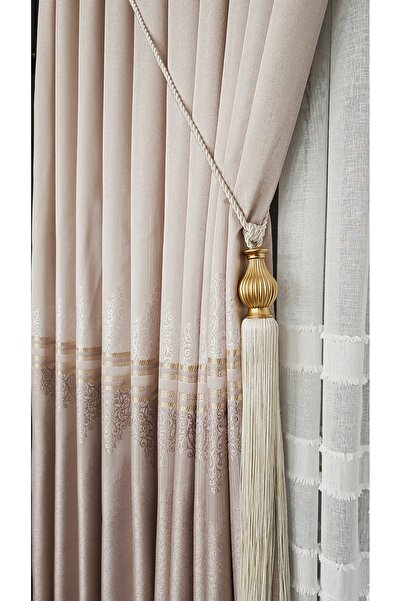 Yuka Крем-кольоровий фон для панно - із золотою смугою, одностулковий, з жака...