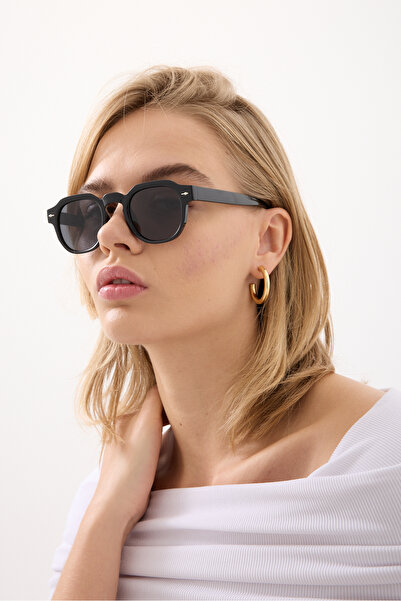 Chunky Frame Hayrish Polarize Unisex Siyah Minimal Oval Güneş Gözlüğü