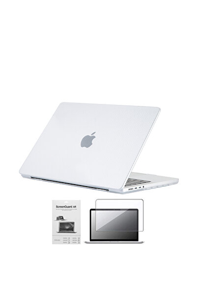 CODEGEN Apple 14" Macbook Pro M1 A2442 Beyaz Carbon Fiber Dizayn Kılıf Koruyu...