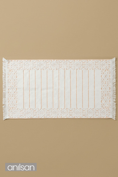 Anılsan منشفة أقدام أفلورا 100% قطن - أبيض-برتقالي 60x130، 690 جرام