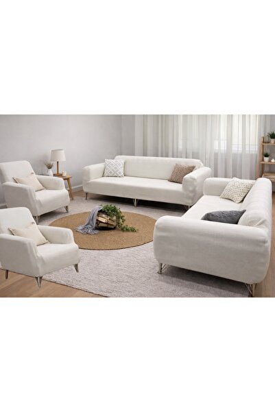 uzhanem 3 3 1 1 Streç Lastikli Esnek Yıkanabilir Pamuklu, Jakarlı Koltuk Örtü...