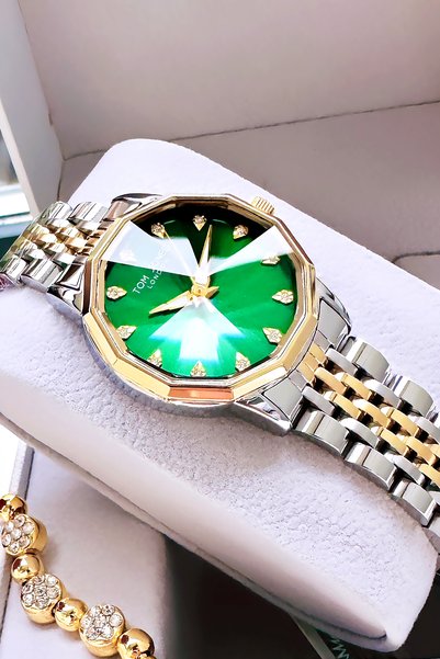 Tom Jones London Kadın Kol Saati Elmas Kesim Cam 3 Atm Su Geçirmez Gold Renk Çelik Kordon DKH4560C2
