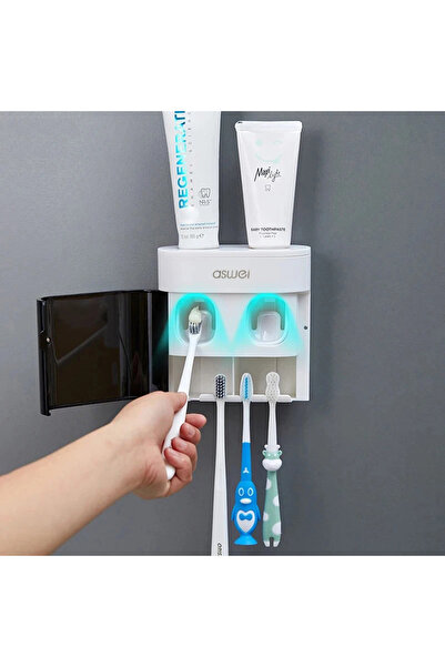 Choice عصارة معجون أسنان أوتوماتيكية مثبتة على الحائط باللون الأبيض، موزع معج...