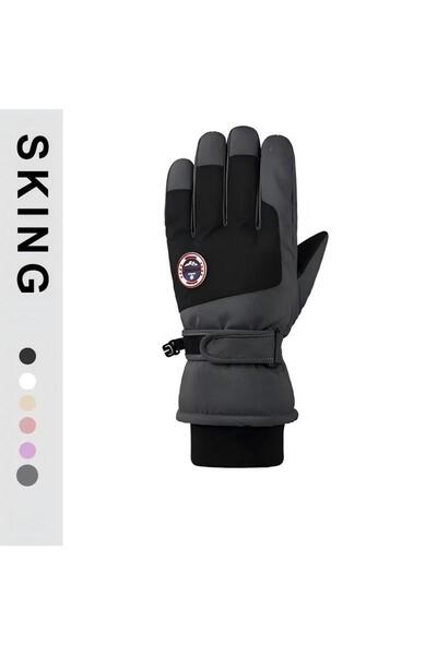 Choice قفازات تزلج شتوية سوداء للرجال والنساء، مقاومة للماء والرياح، دافئة، س...