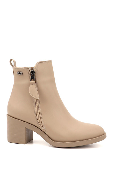 GÖNDERİ(R) Nudefarbene Damenstiefel/Mädchen mit doppeltem Reißverschluss und ...