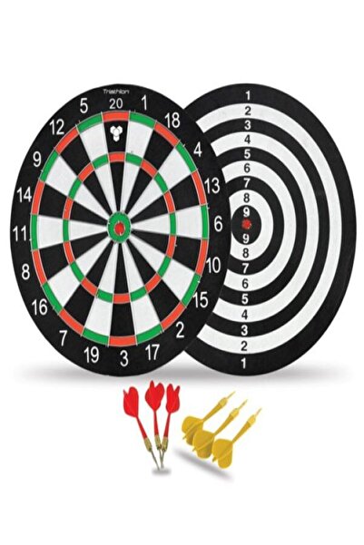 Triathlon T107 Dart Seti | 36×36 cm Çift Taraflı Dart Tahtası | 6 Adet Çelik ...