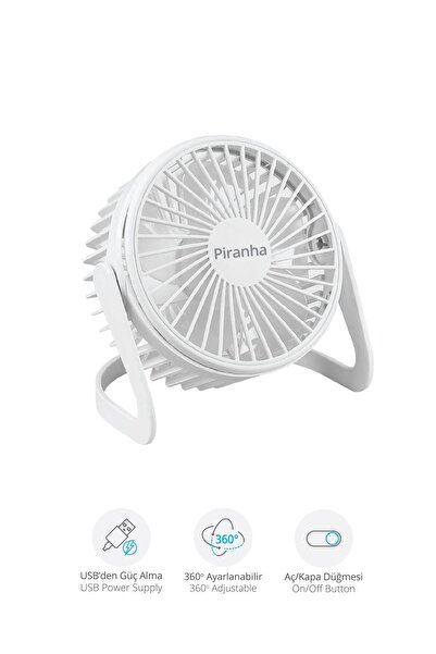 Piranha 5566-B Usb'den Güç Almalı 360° Ayarlanabilir Masaüstü Mini Fan Vantil...