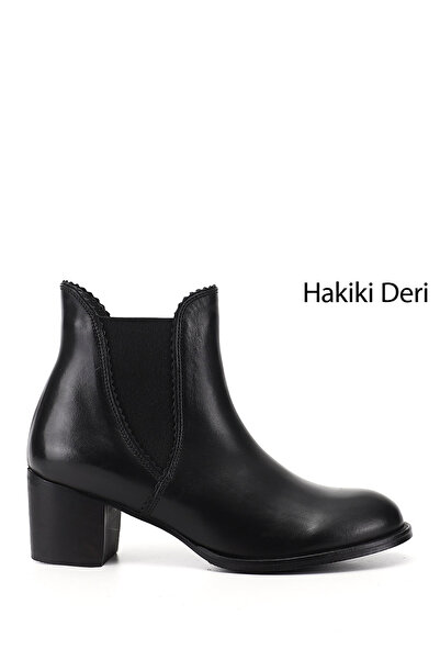 GÖNDERİ(R) Women's Black Heeled Genuine Leather Chelsea Boots