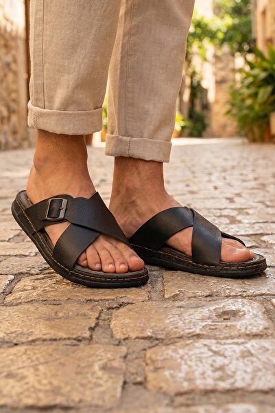 GEZER Men's Summer Faux Leather Single Buckle Adjustable Comfortable Sole Dai...