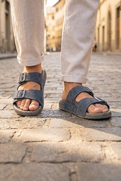 GEZER Men's Summer Faux Leather Two Buckle Adjustable Comfortable Sole Daily ...