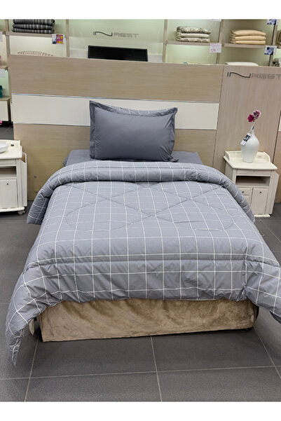 INREST طقم لحاف فاخر مفرد ٤ قطع - خامة قطن ١٠٠٪ - مقاس ٢٠٠*٢٢٠ سم