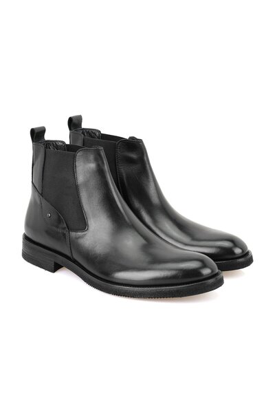 Desa Pravin Siyah Erkek Lastikli Deri Chelsea Bot