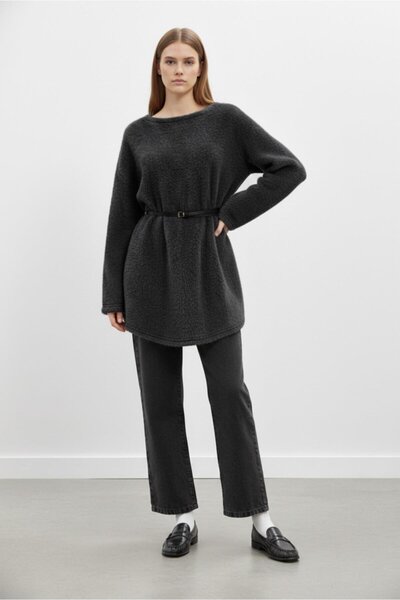 Puane Women's Soft Textured Knitwear Blouse-10776 - Black