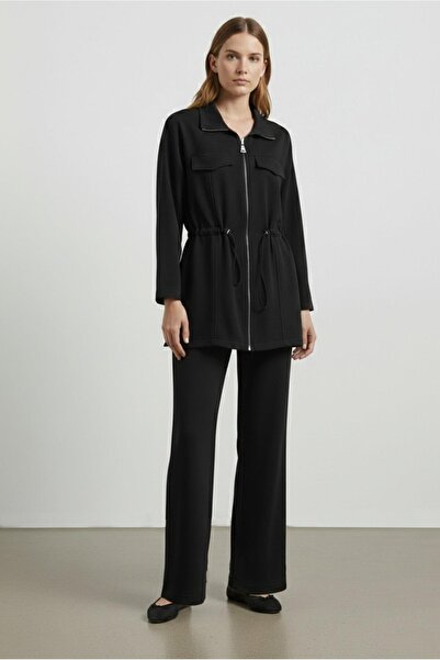 Puane Set modal cu șireturi cu fermoar pentru femei-14433TKS - NEGRU